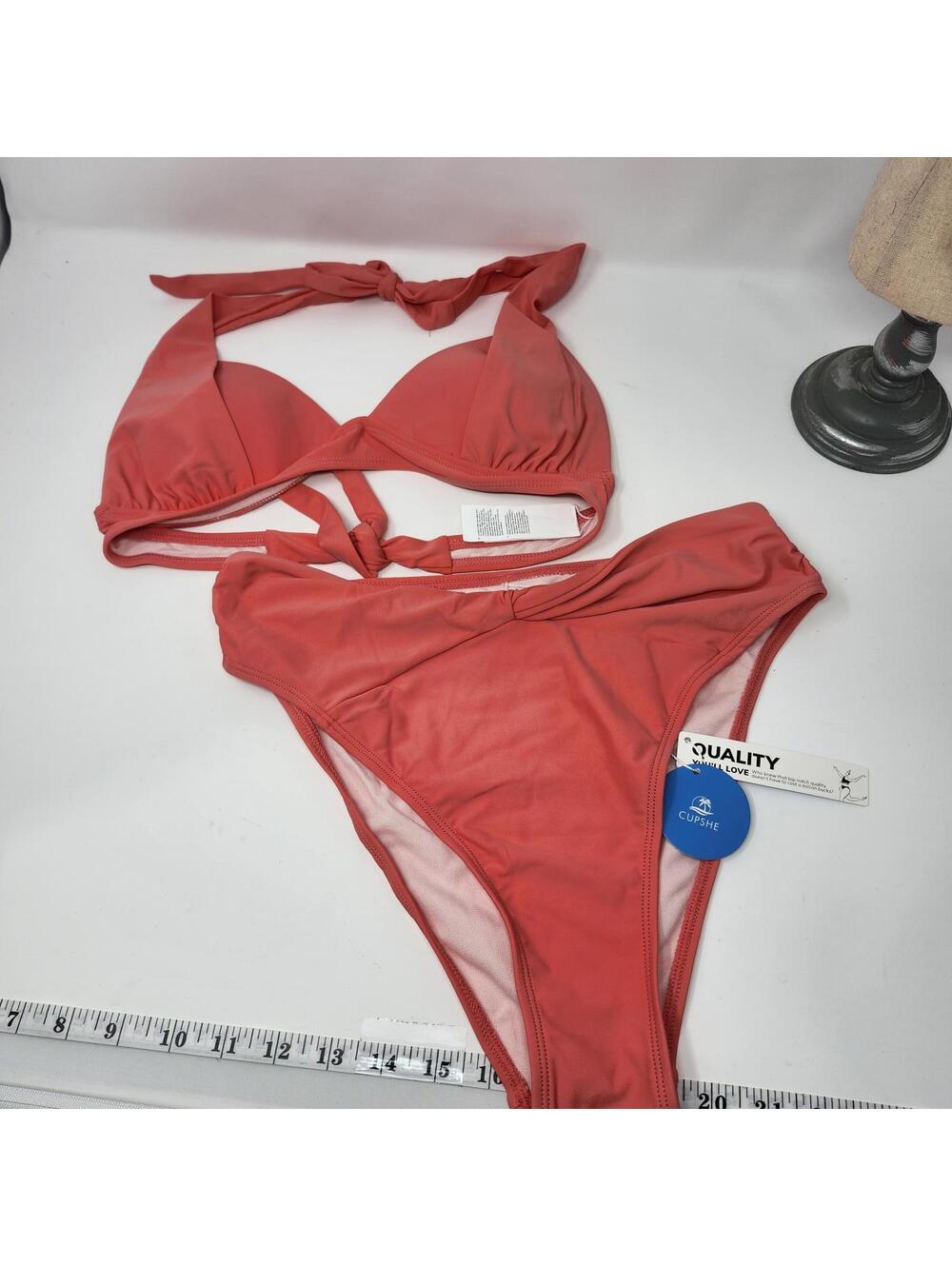 Cupshe Coral Bikini Set New With Tags Triangle Top High Cut Bottom